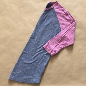 LuLaRoe Randy Baseball Tee Heathered Blue Purple